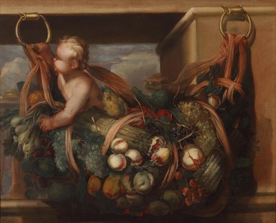 Putto with a Fruit Garland by Felice Fortunato Biggi